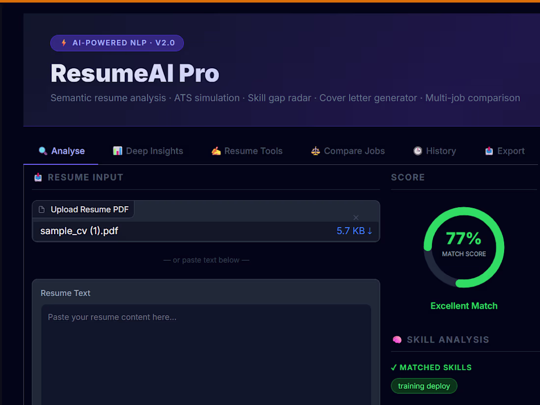Cover image for Resume-to-Job Match Scorer