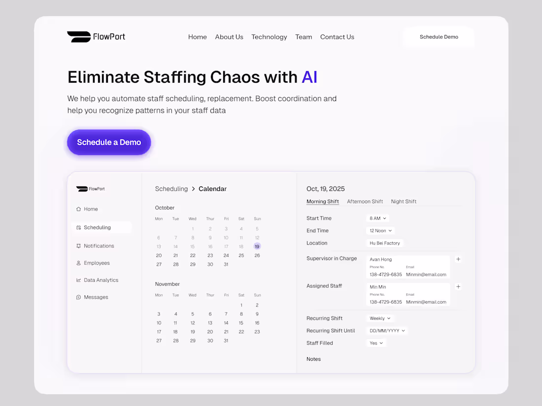 Cover image for Flowport AI Landing Page Design
