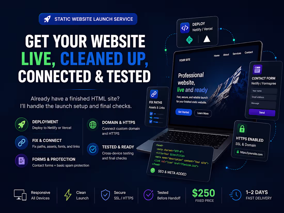 Cover image for Static Website Launch on Netlify or Vercel