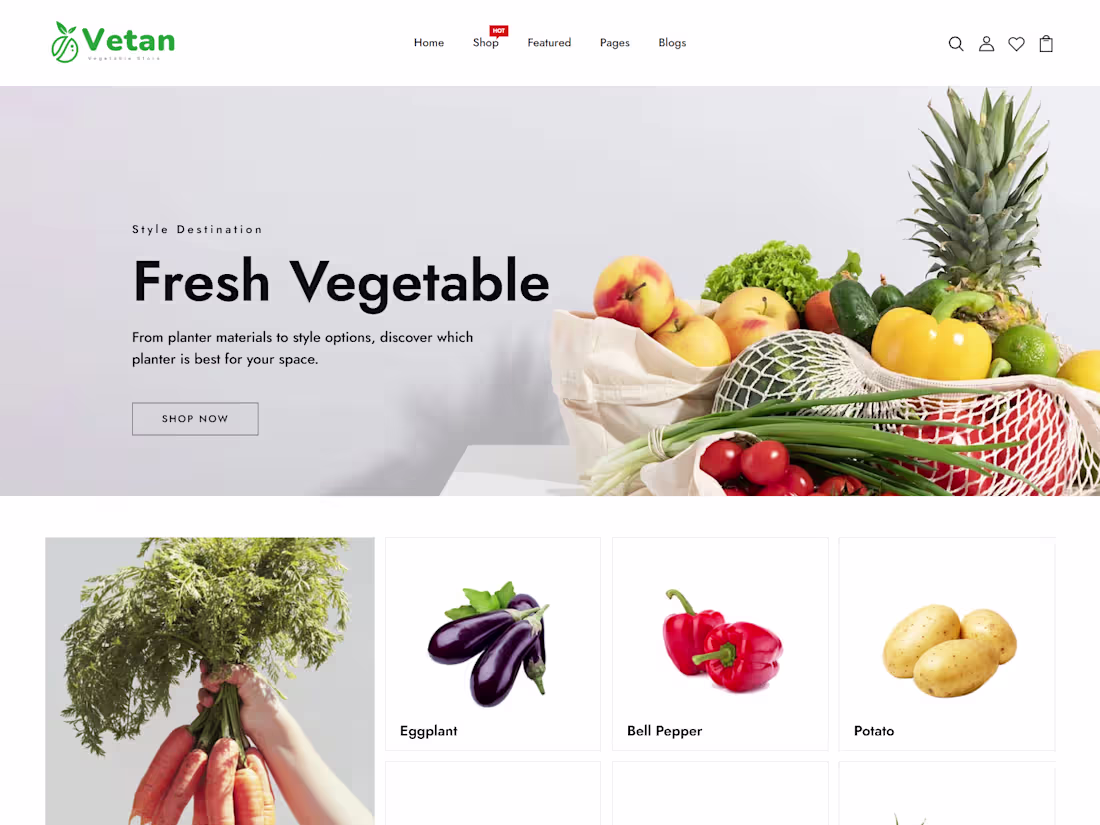 Cover image for Shopify Vegetable Store