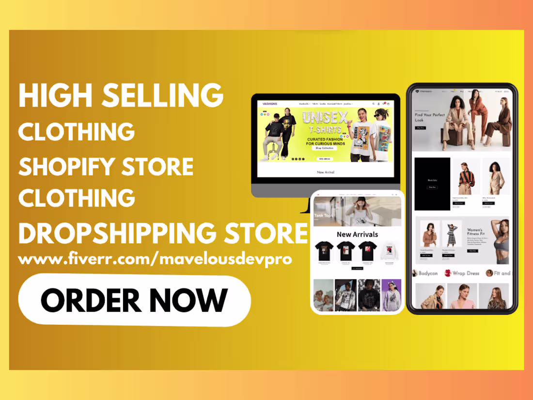 Cover image for I will design clothing shopify store clothing dropshipping store