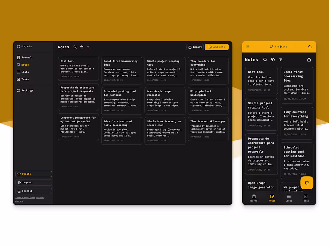 Cover image for Minimind personal organisation app