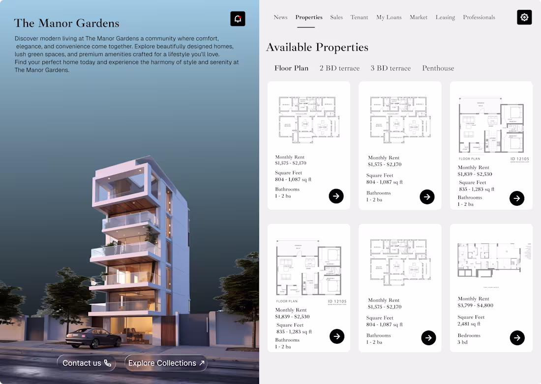 Cover image for The Manor Gardens a landing page design for a real estate pl...
