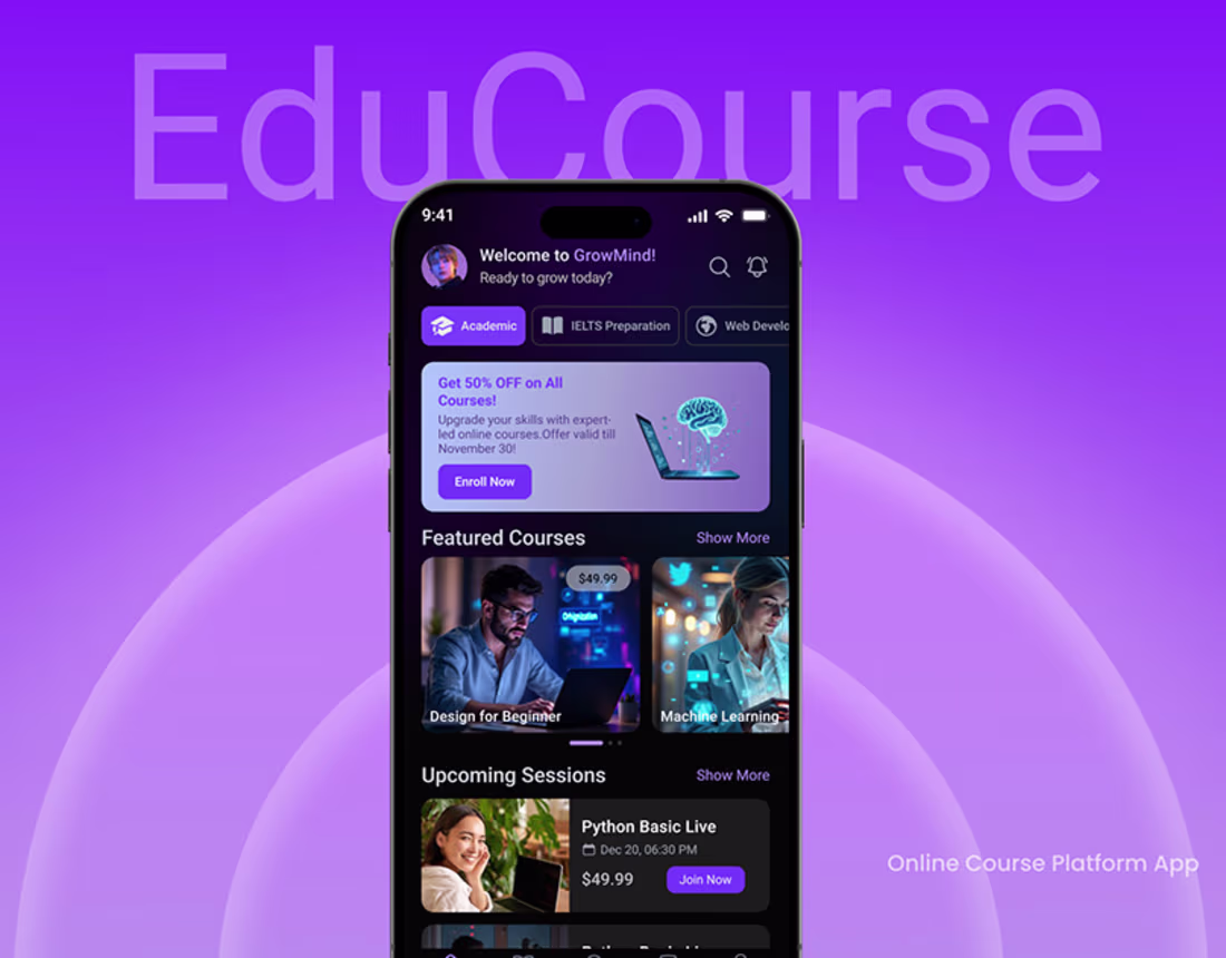 Cover image for EduCourse Mobile App Figma Ui Kit