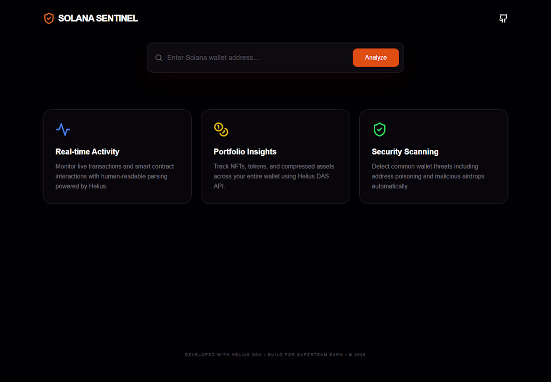 Cover image for Solana Sentinel — live wallet