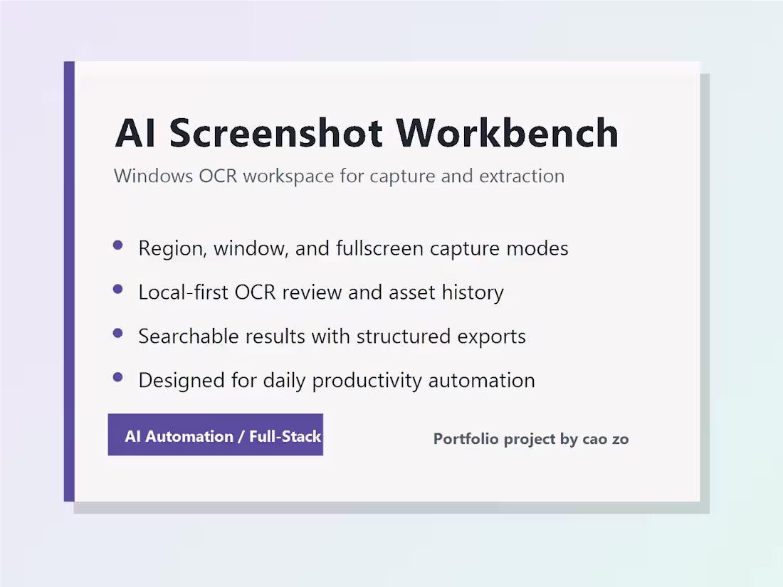 Cover image for AI Screenshot Workbench