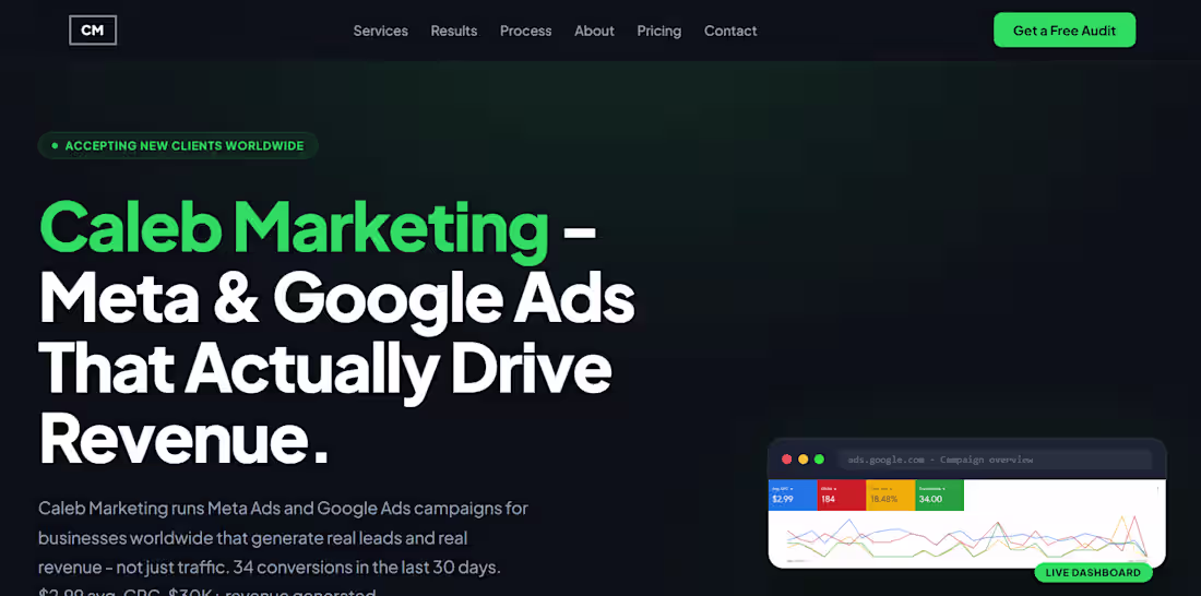 Cover image for Caleb Marketing - Agency Website