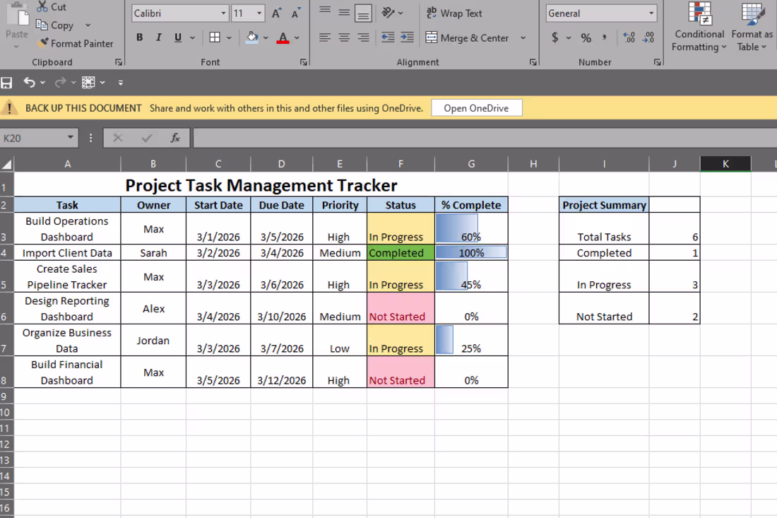 Cover image for A custom Excel project management