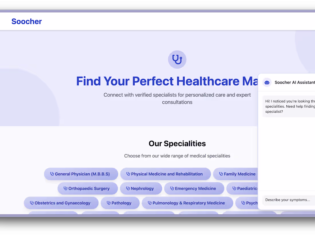 Cover image for Soocher Doctor appointment booking System