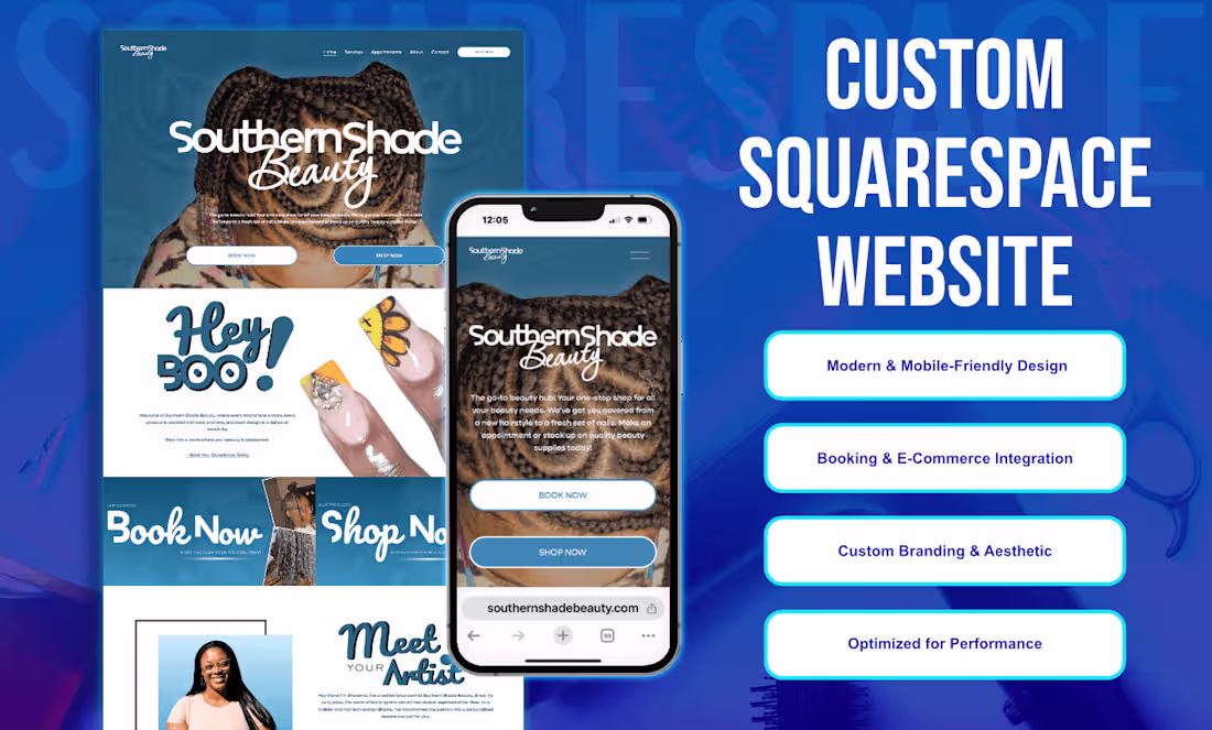 Cover image for Stunning Squarespace Website for Southern Shade Beauty