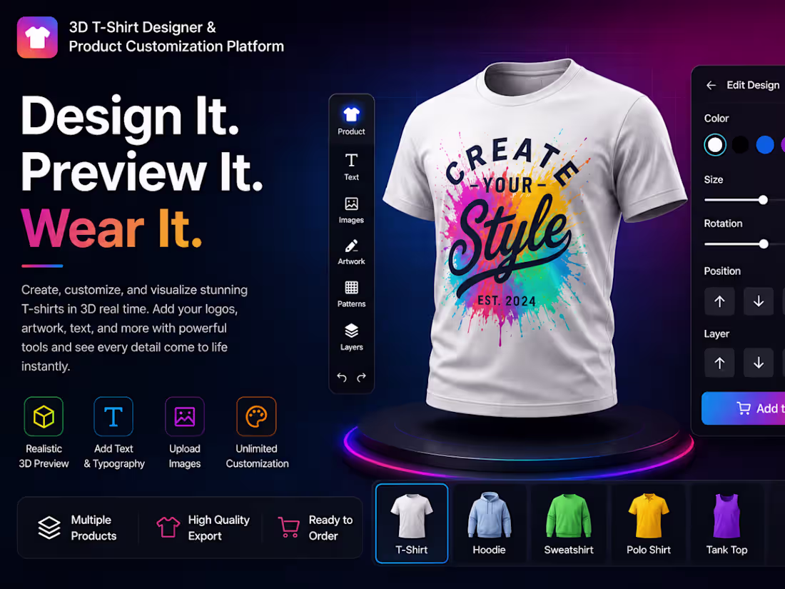 Cover image for 3D T-Shirt Designer & Product
