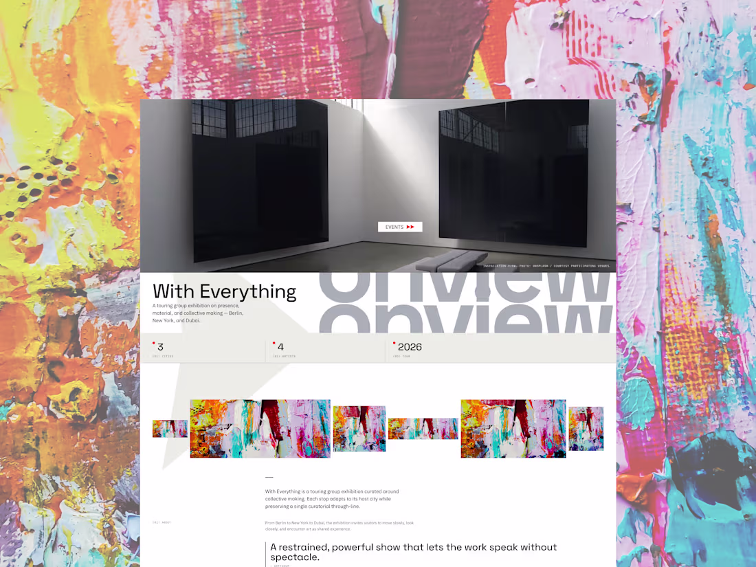 Cover image for Design direction for an art exhibition website template.