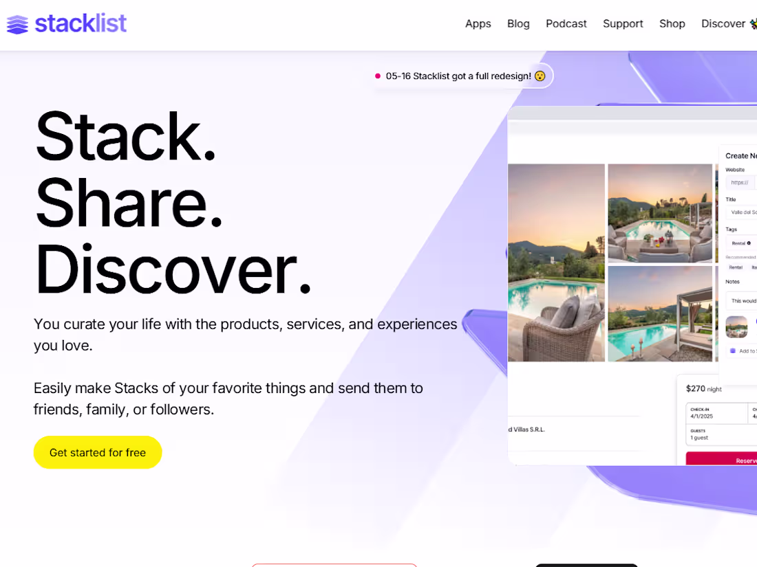 Cover image for Stacklist | The easiest way to save, organize, share, and disco…