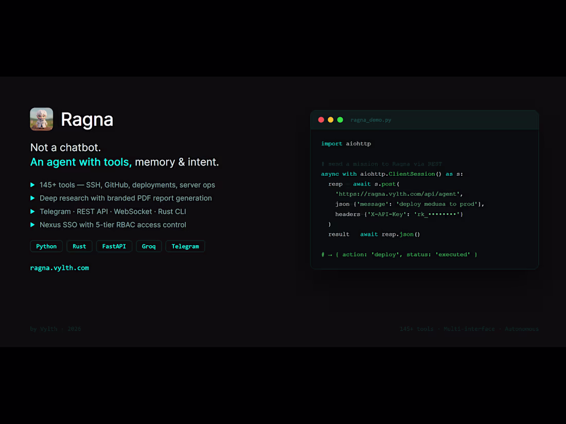 Cover image for Ragna — Autonomous AI Agent
Not