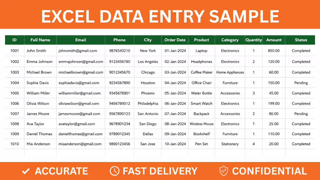 Cover image for EXCEL DATA ENTRY SAMPLE