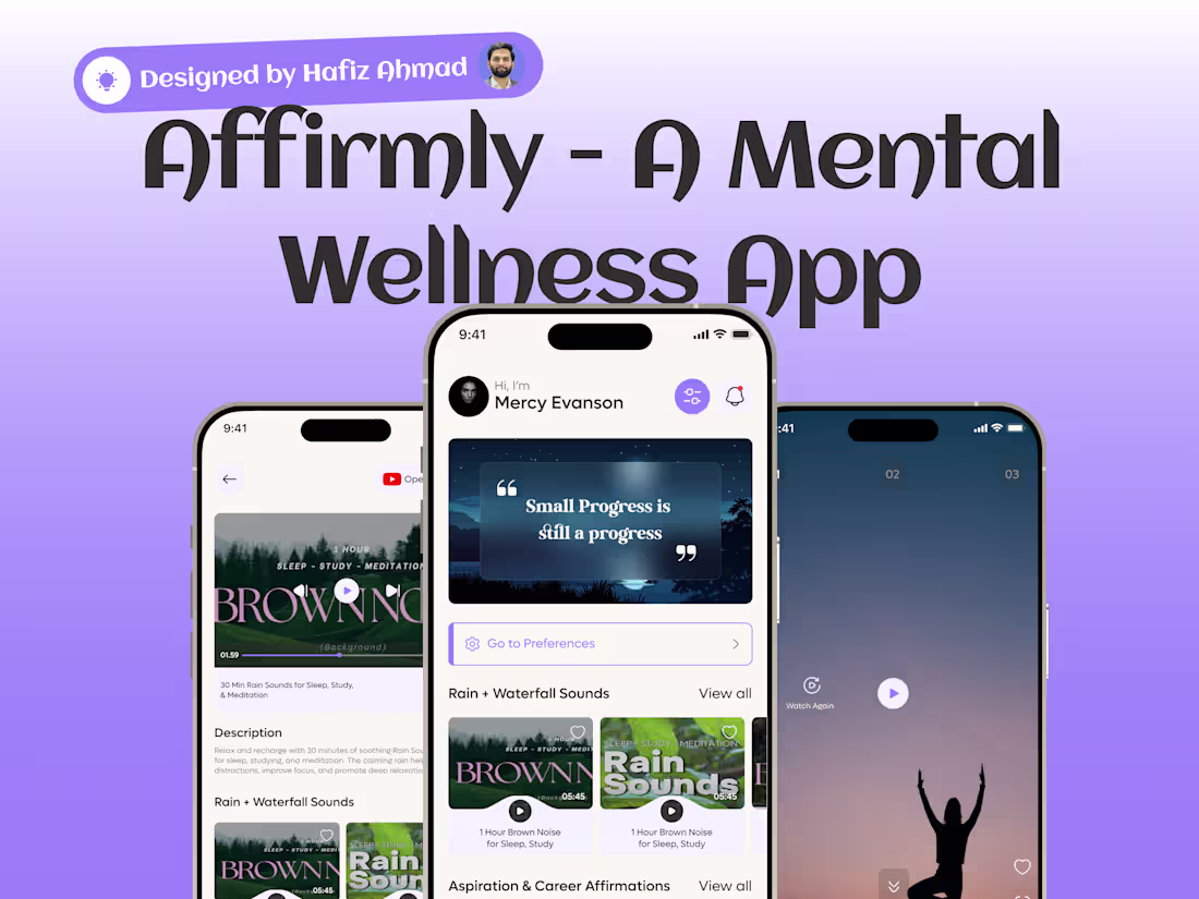 Cover image for Tranquil UI/UX Design for Affirmly App