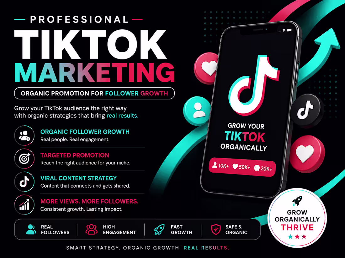 Cover image for Do tiktok marketing and organic promotion for follower growth
