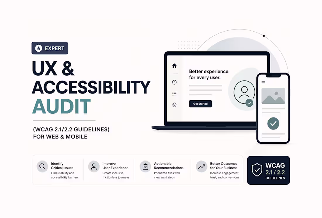 Cover image for Expert UX & Accessibility Audit (WCAG 2.1/2.2) for Web & Mobile