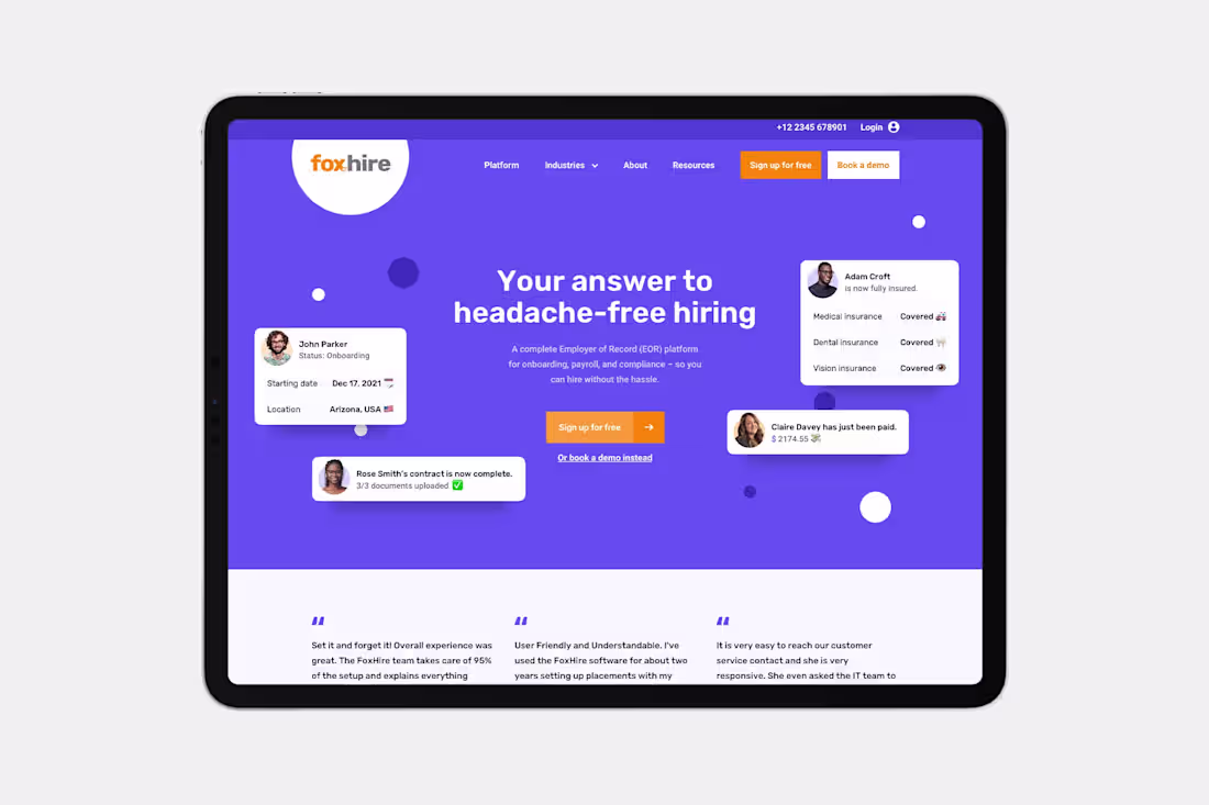 Cover image for Website Design & Development for FoxHire