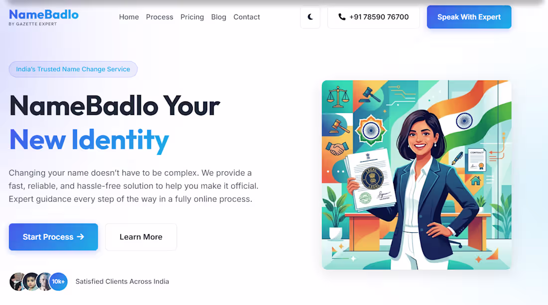 Cover image for name changing website for client