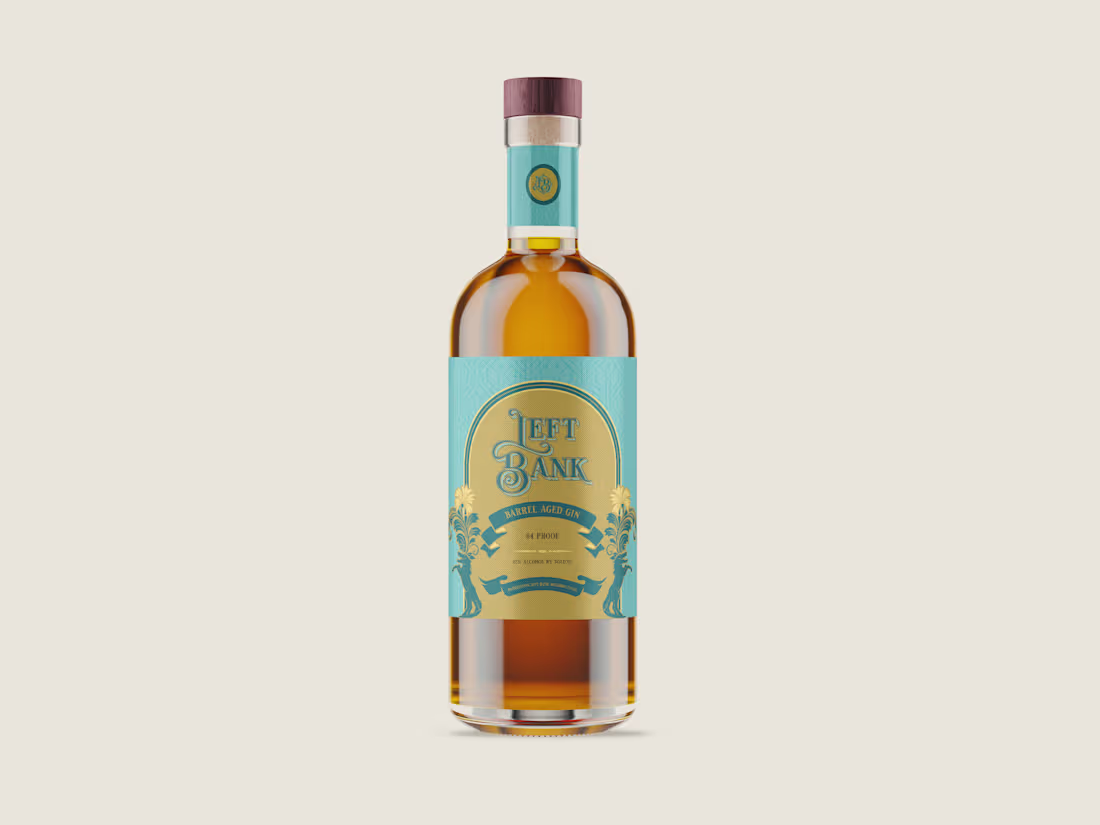 Cover image for Left Bank Barrel Aged Gin Label Design