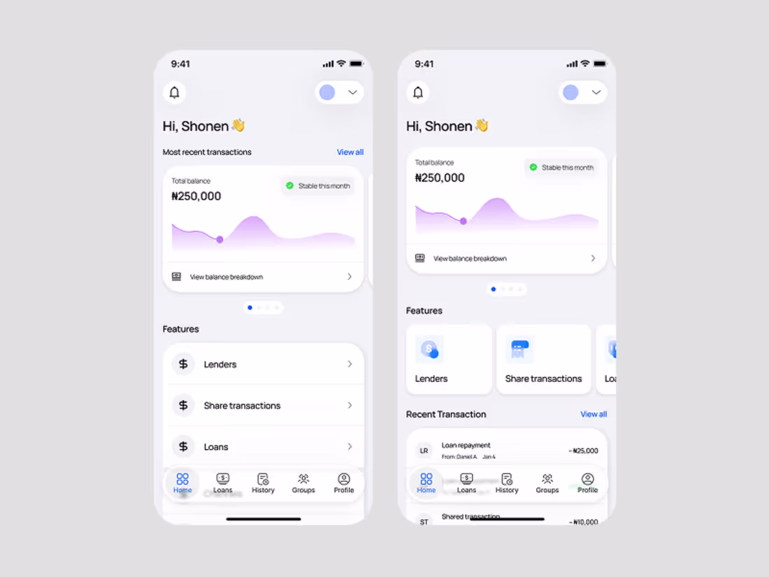 Cover image for Mobile screens for a fintech app