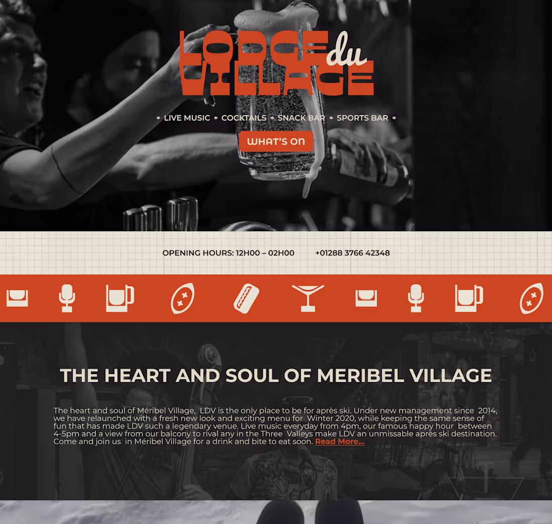 Cover image for Web and icon design for Lodge du Village bar in the Alps