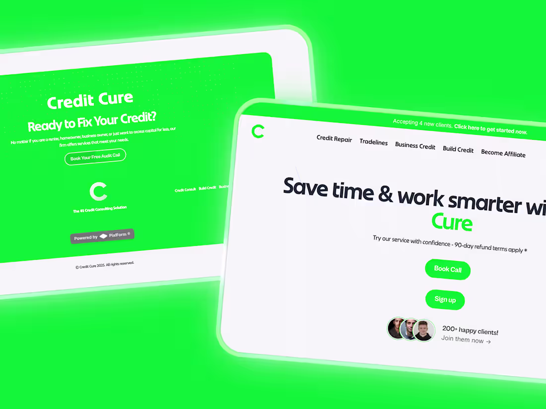 Cover image for Brand Identity + Web Design / Development For Credit Cure