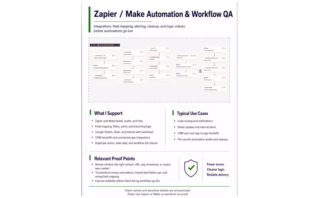 Cover image for Zapier / Make Workflow QA