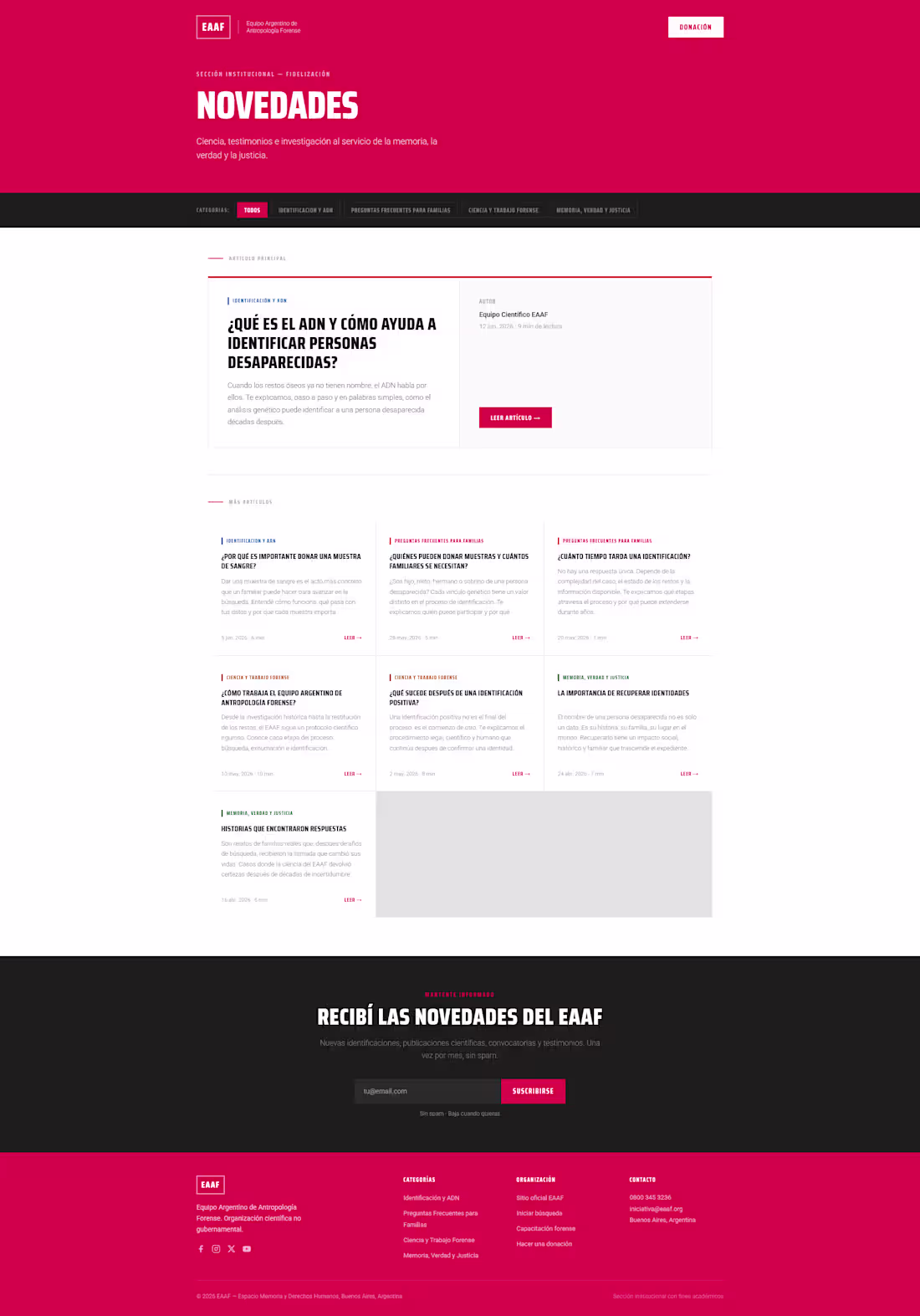 Cover image for Landing pages made for EAAF
