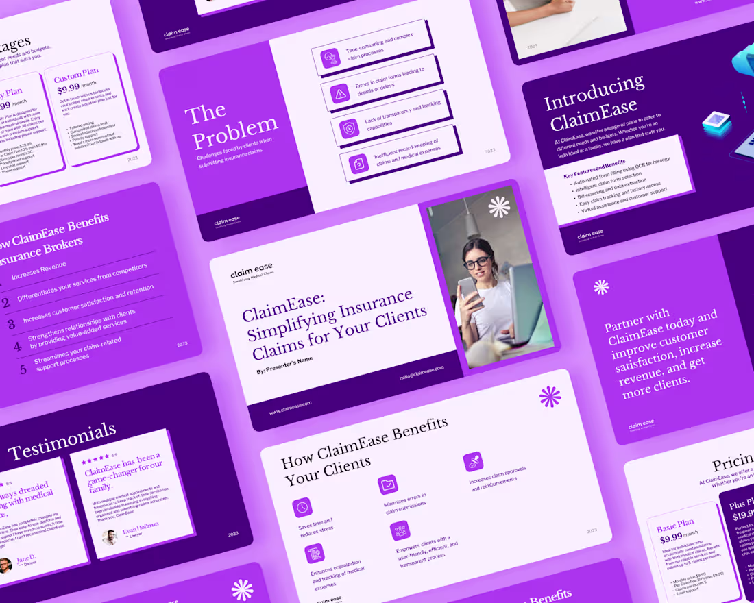 Cover image for ClaimEase Pitch Deck Design