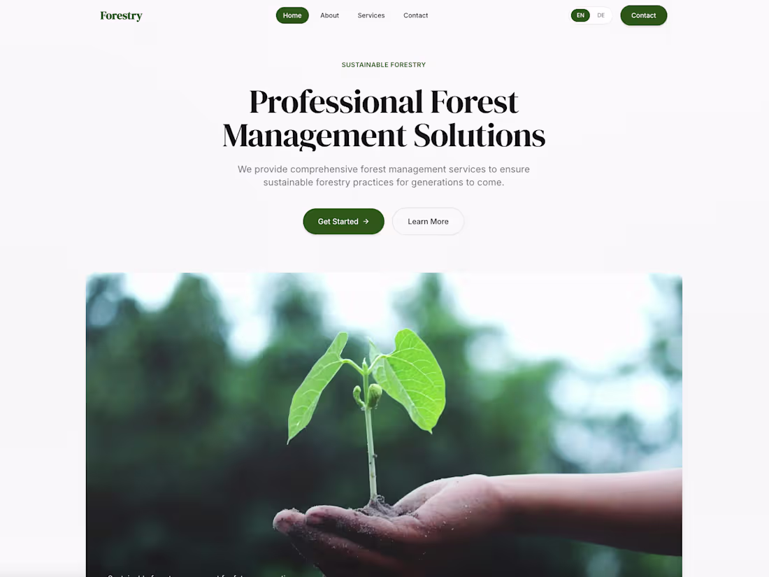 Cover image for Interactive forestry website concept built with Next.js 16, ...