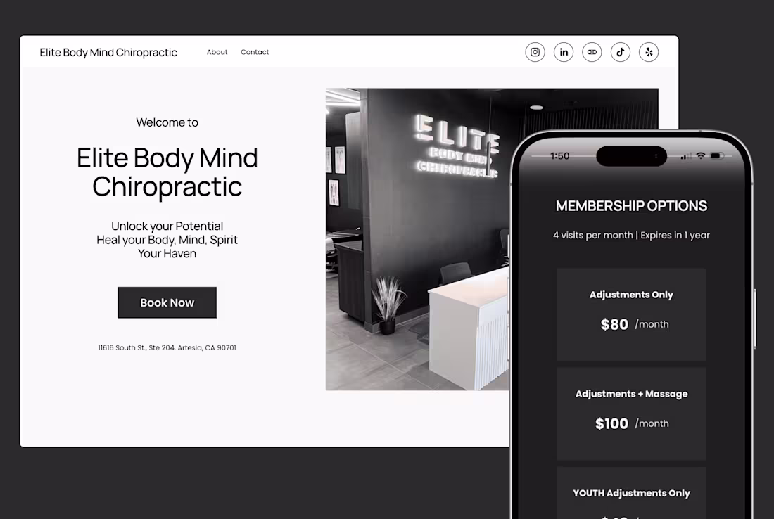 Cover image for Elite Body Mind Chiropractic Website Redesign