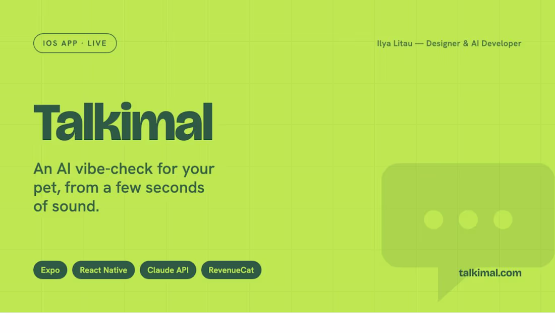 Cover image for Talkimal — a live iOS