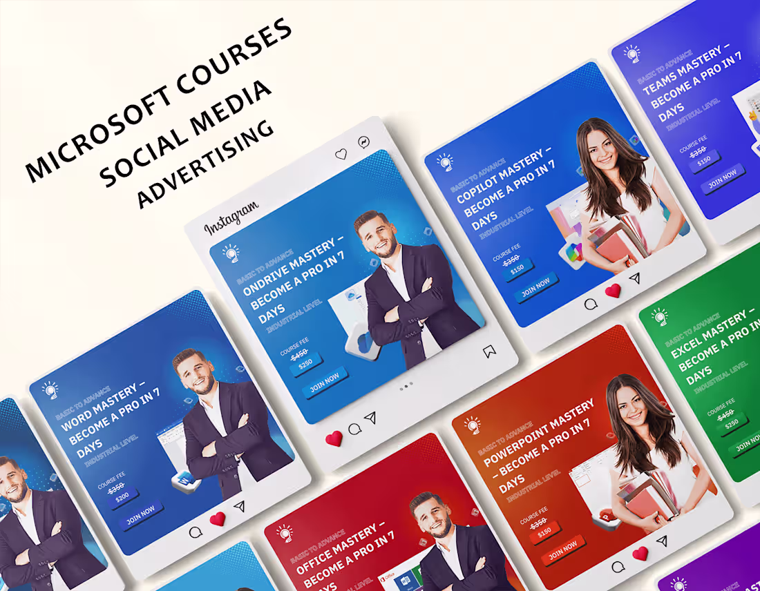 Cover image for Microsoft Course Ads – Social Media Design Series