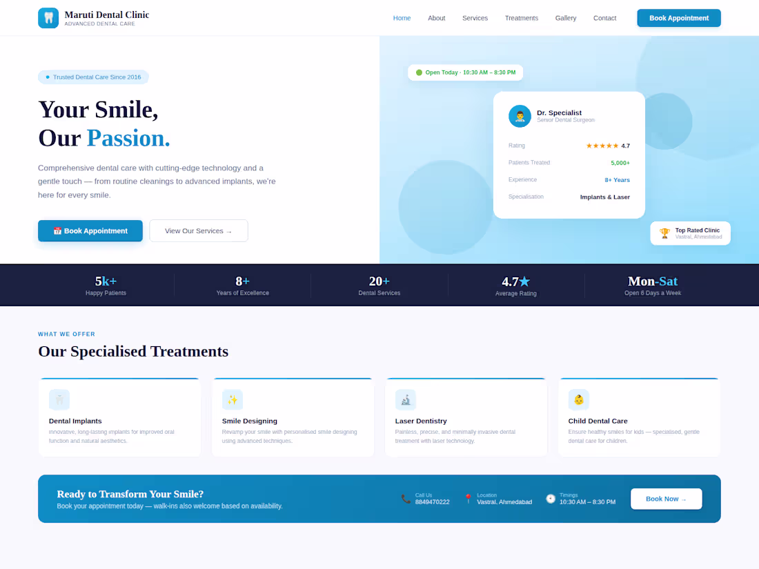 Cover image for Dentist website