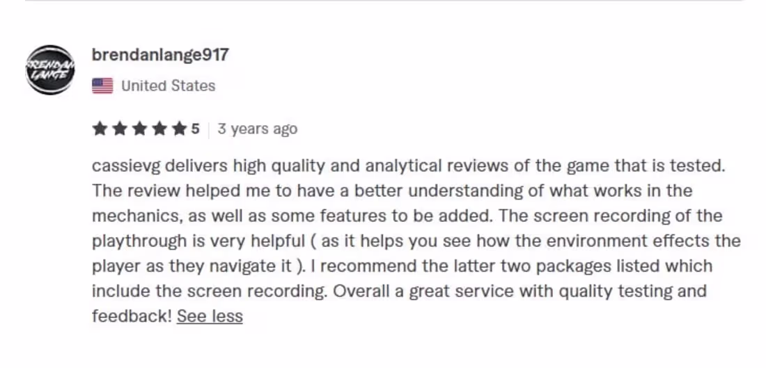 Cover image for Reviews of clients whose games I Playtested
