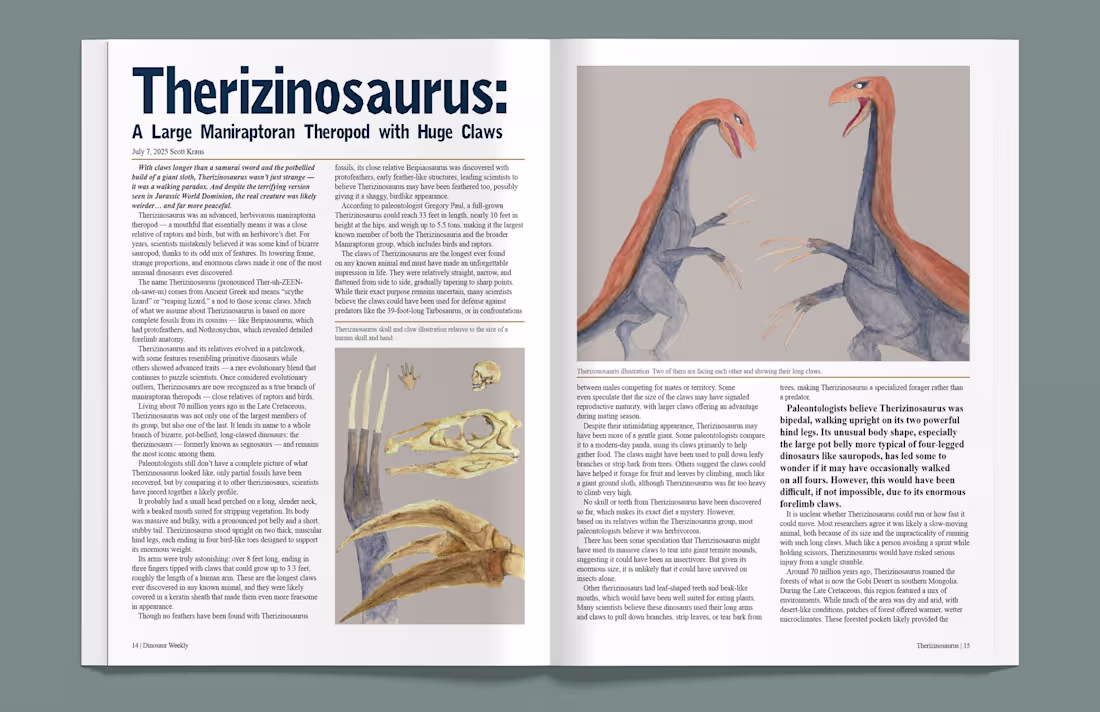 Cover image for Therizinosaurus Editorial Illustrations