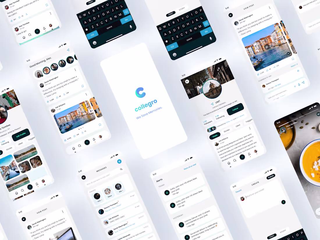 Cover image for Collegro. - A College Social Media Mobile App - UI UX Design