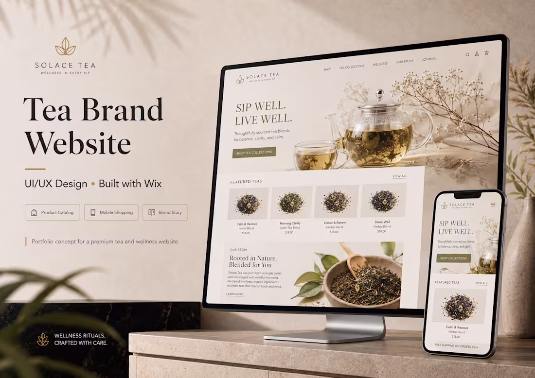 Cover image for Tea Brand Website — Wix