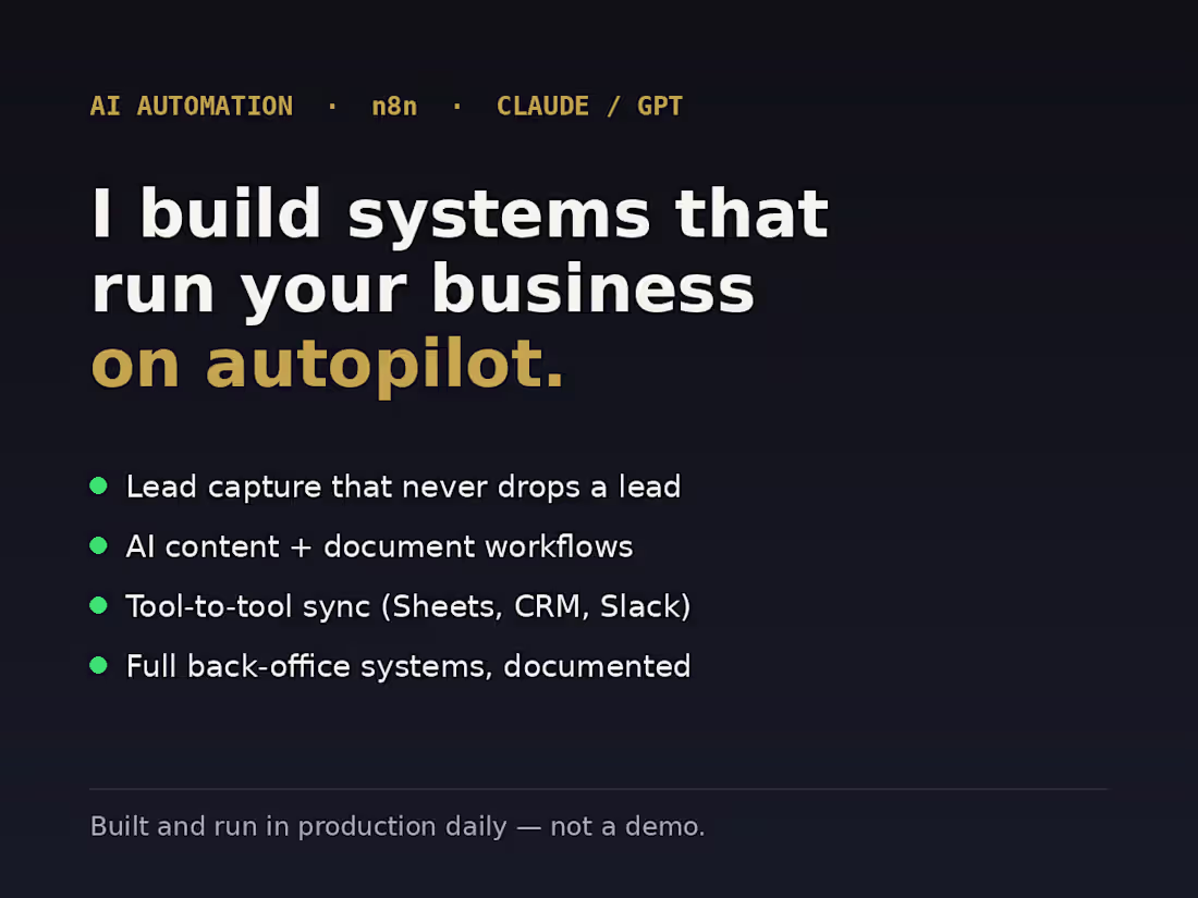 Cover image for Back-office on autopilot: lead capture