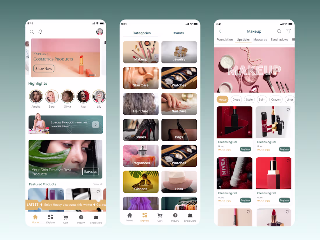 Cover image for Cosmetics Store Mobile App Design