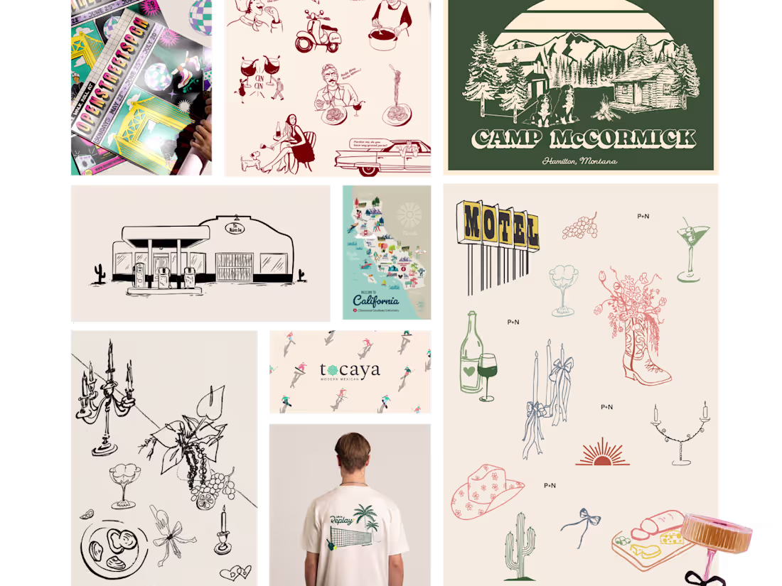 Cover image for On-brand artwork for merch, packaging, PR mailers, and events.