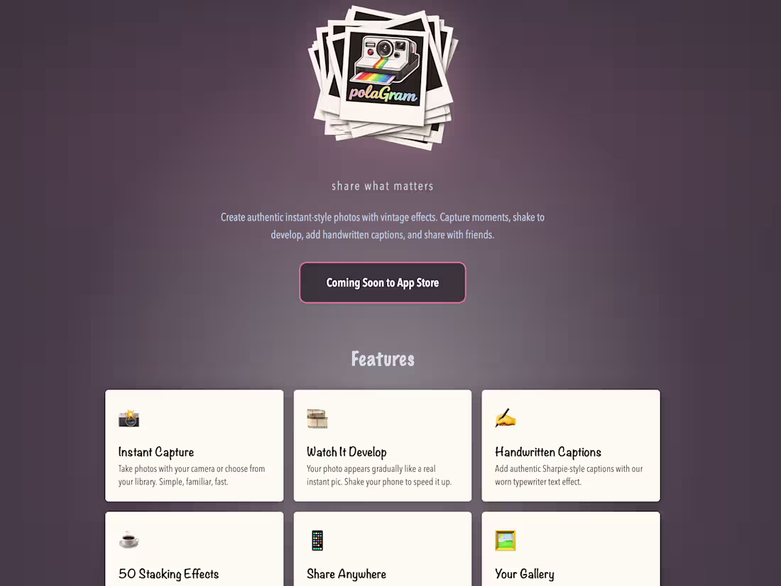 Cover image for polaGram

Production-ready iOS app for vintage