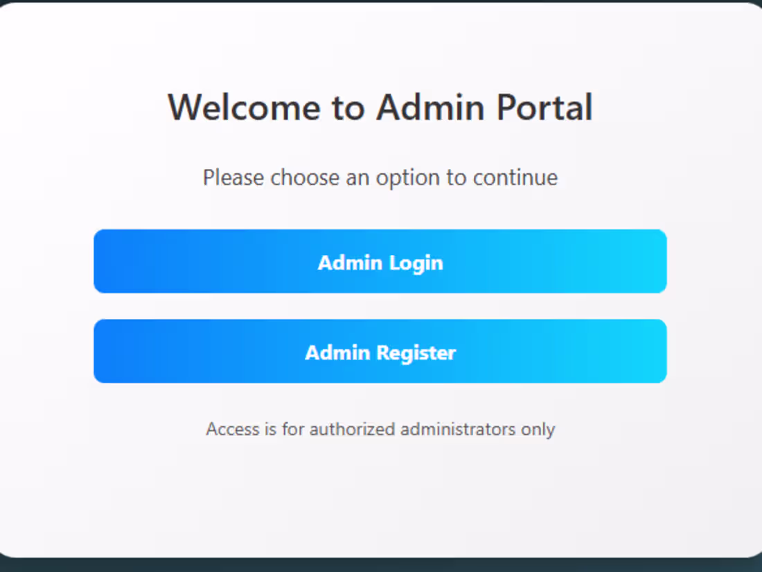 Cover image for Welcome to Admin Portal