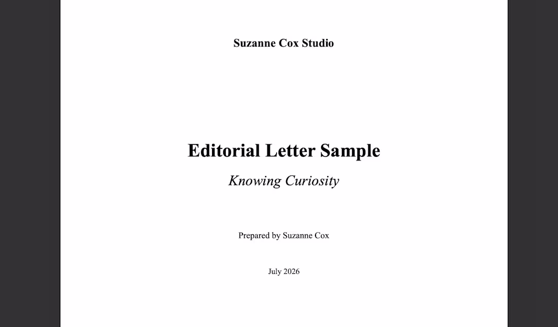 Cover image for Editorial Letter Sample: Developmental Feedback
This