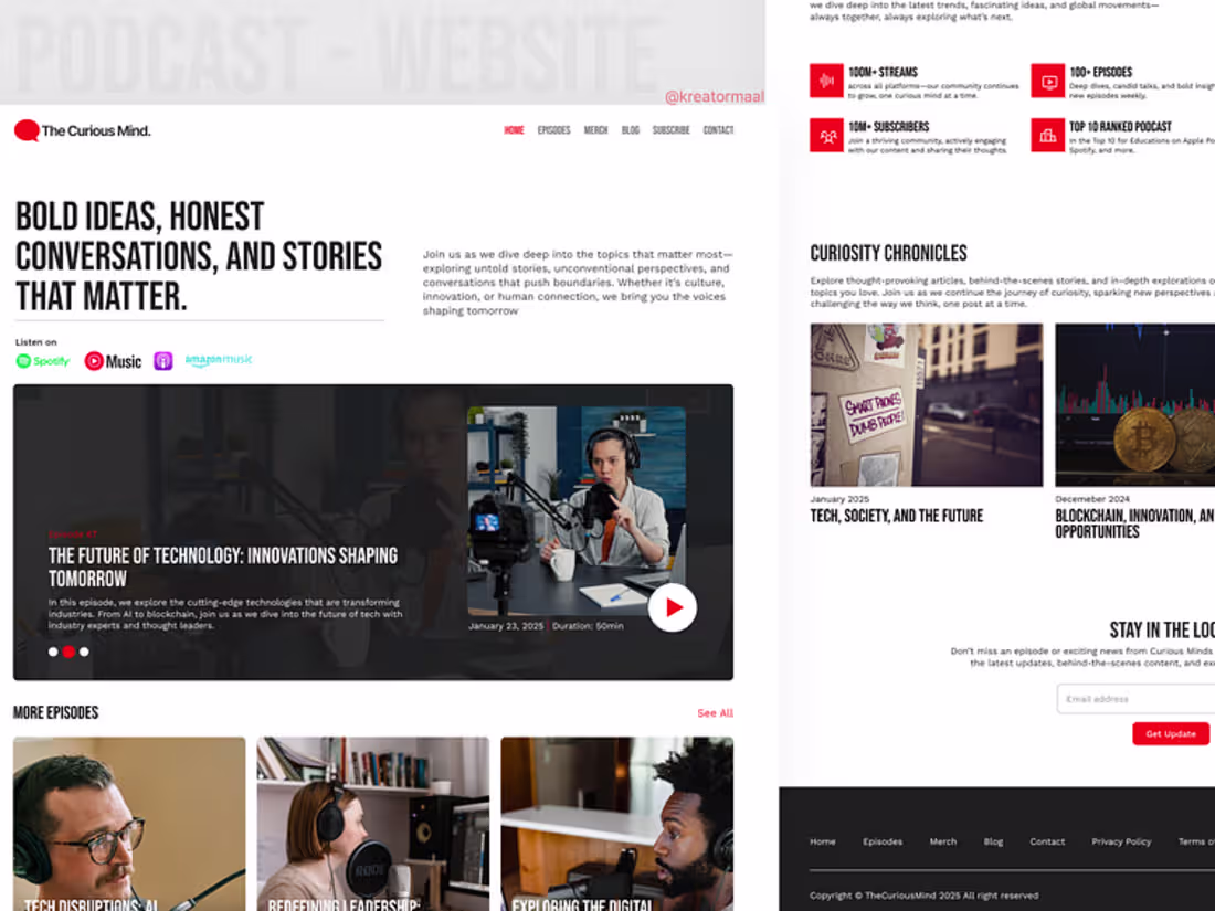 Cover image for TheCuriousMind - A Podcast Website Landing page