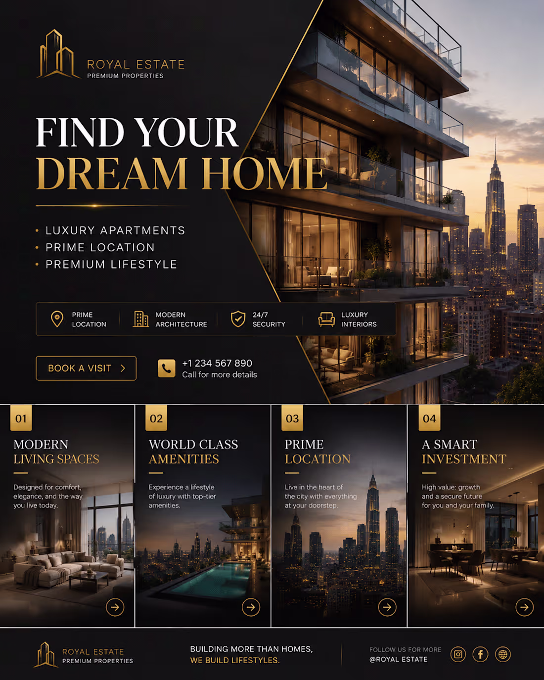 Cover image for Luxury Real Estate Social Media Design Concept 🏙️