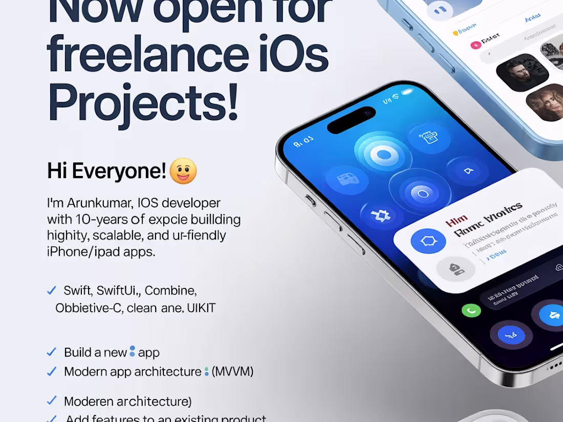 Cover image for Now Open for Freelance iOS Projects! Hi everyone! 👋 I’m Aru...