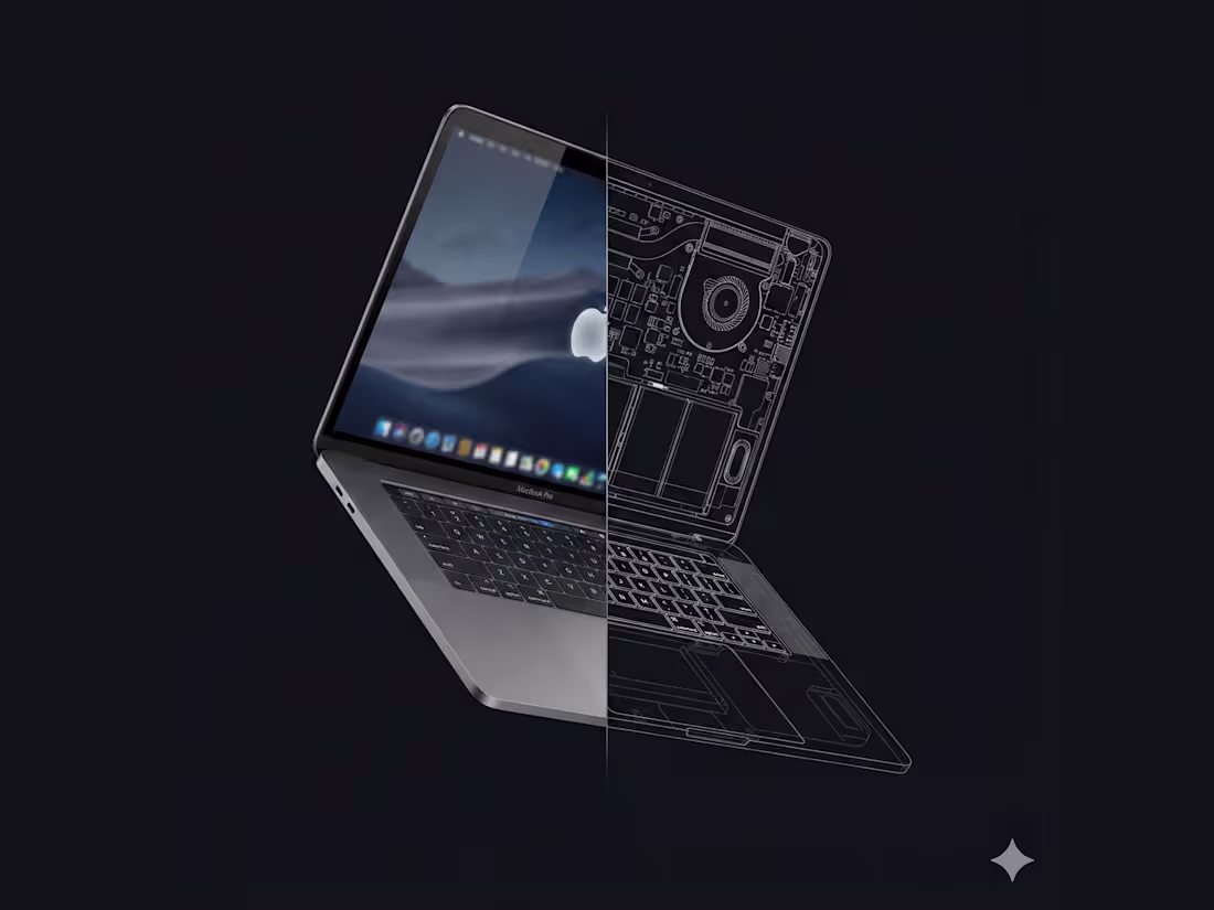 Cover image for MacBook Pro with transparent view revealing internal compone...